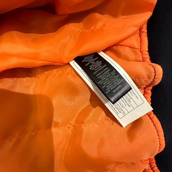 Express Navy Blue Bomber Jack with X stitch detail - Picture 3 of 5